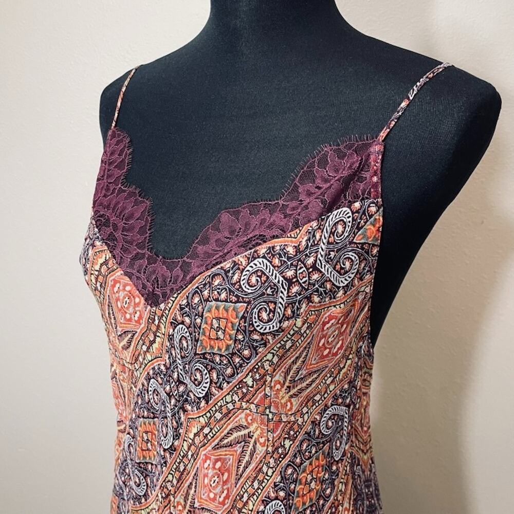 Victoria's Secret Paisley Babydoll Slip Dress Size M Flowy Lingerie Purple Lace